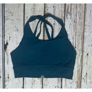 Buffbunny Women's Teal Blue Padded Cross Strap Sports Bra Strappy Size Medium